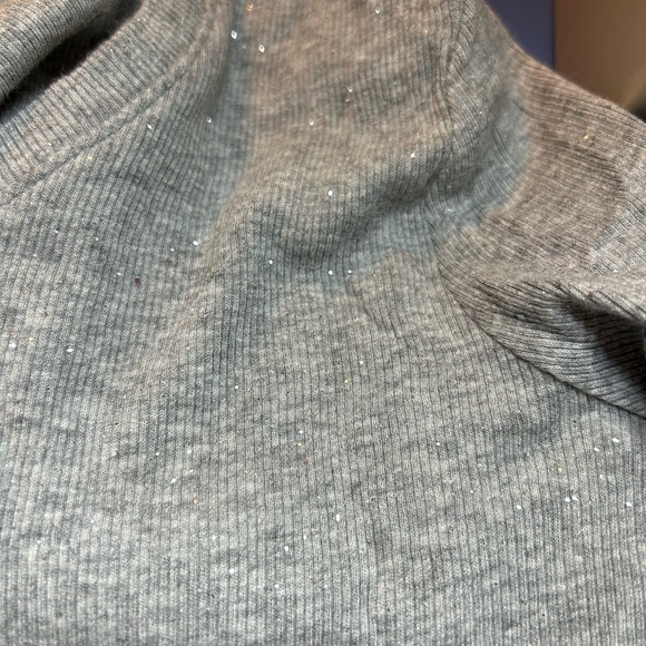 a.n.a Light Gray with flecks of glitter Button-Front Long Sleeve Top - Picture 6 of 6